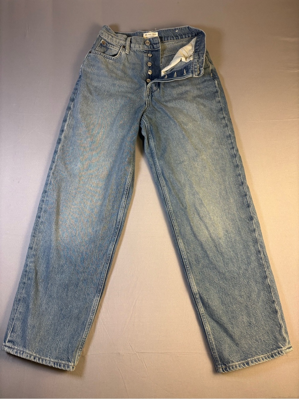 We The Free Vintage Light Wash Button-Fly Jeans by Free People Size 25